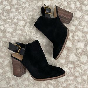 Gibson Latimer Women's Black Suede Mule Closed Toe Chunky Heel Size 8.5